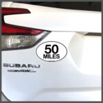Race Distance 50 Miles Basic Font Decal or Car Magnet